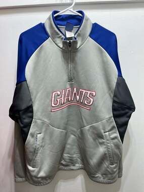 New York Giants Football NFL Reebok Team 1/4 Zip Pullover Jacket L